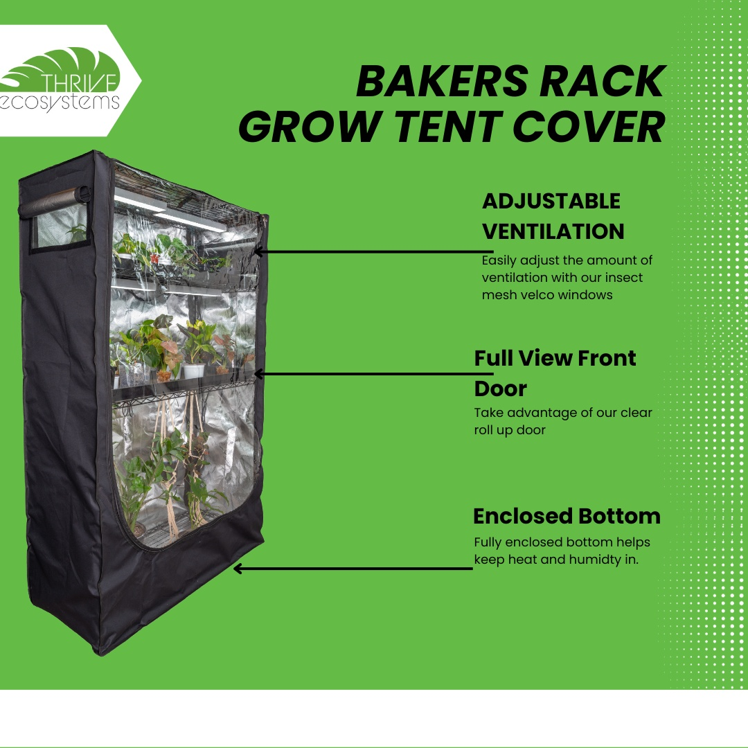48x18x72 Baker's Rack Grow Tent Cover – Clear Front Door, Adjustable Ventilation & Fully Enclosed Bottom